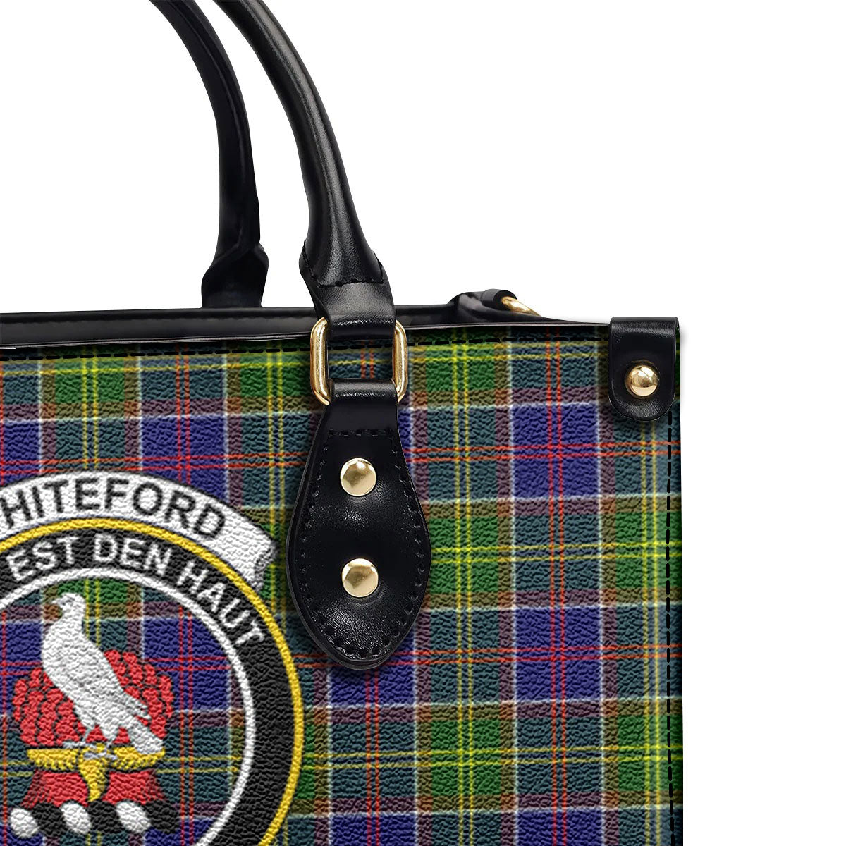 Whiteford Tartan Crest Leather Handbag