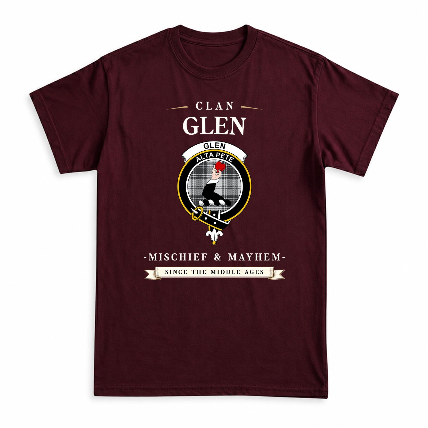Glen Tartan Crest Mischief and Mayhem T-shirt
