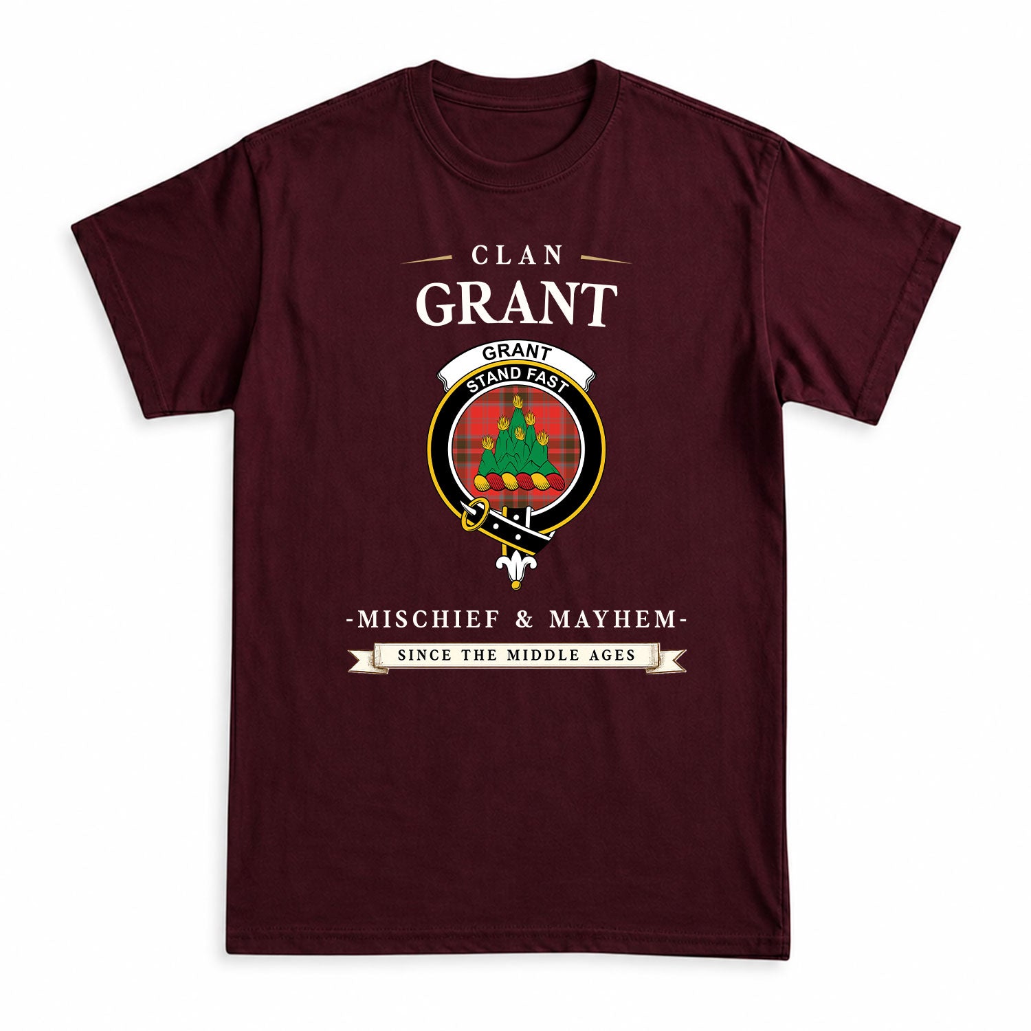 Grant Weathered  Tartan Crest Mischief and Mayhem T-shirt