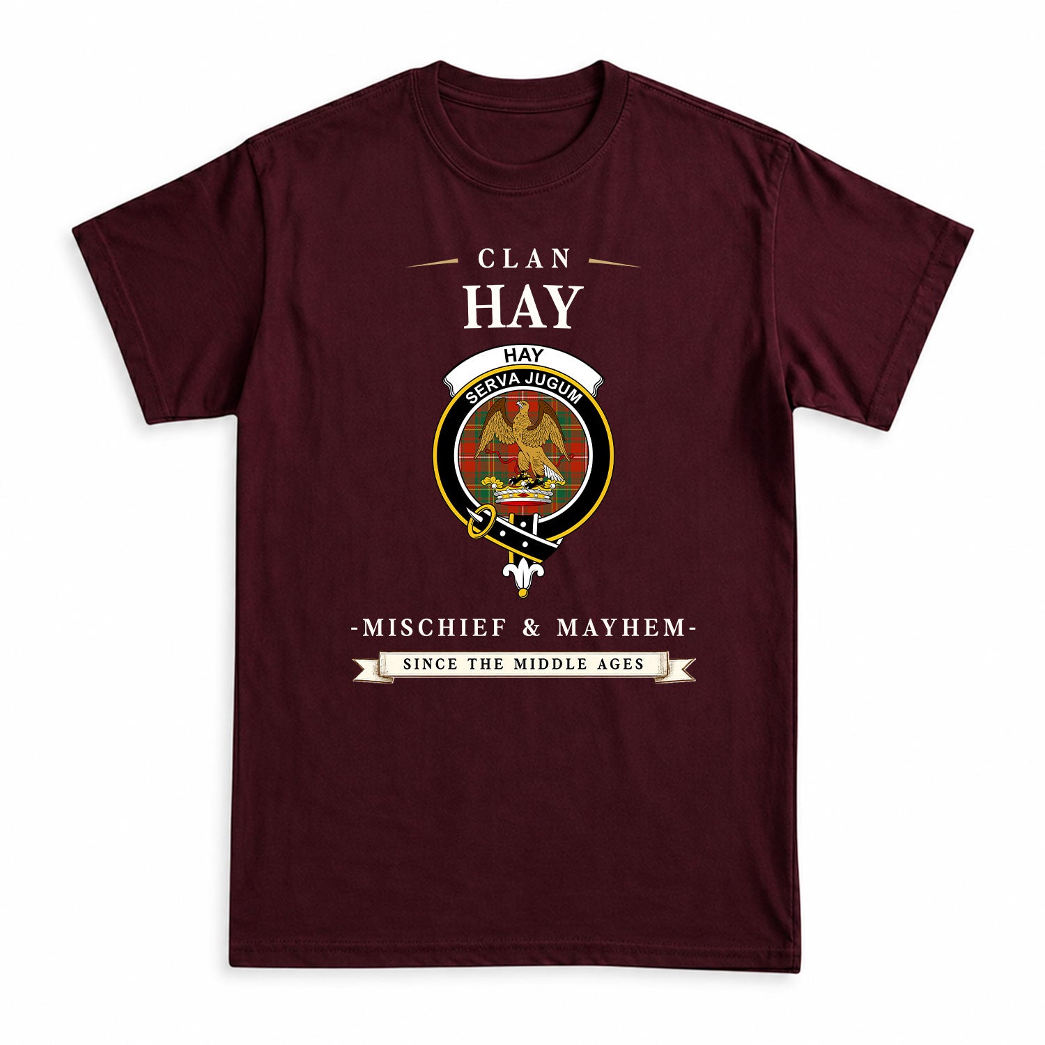 Hay Ancient Tartan Crest Mischief and Mayhem T-shirt