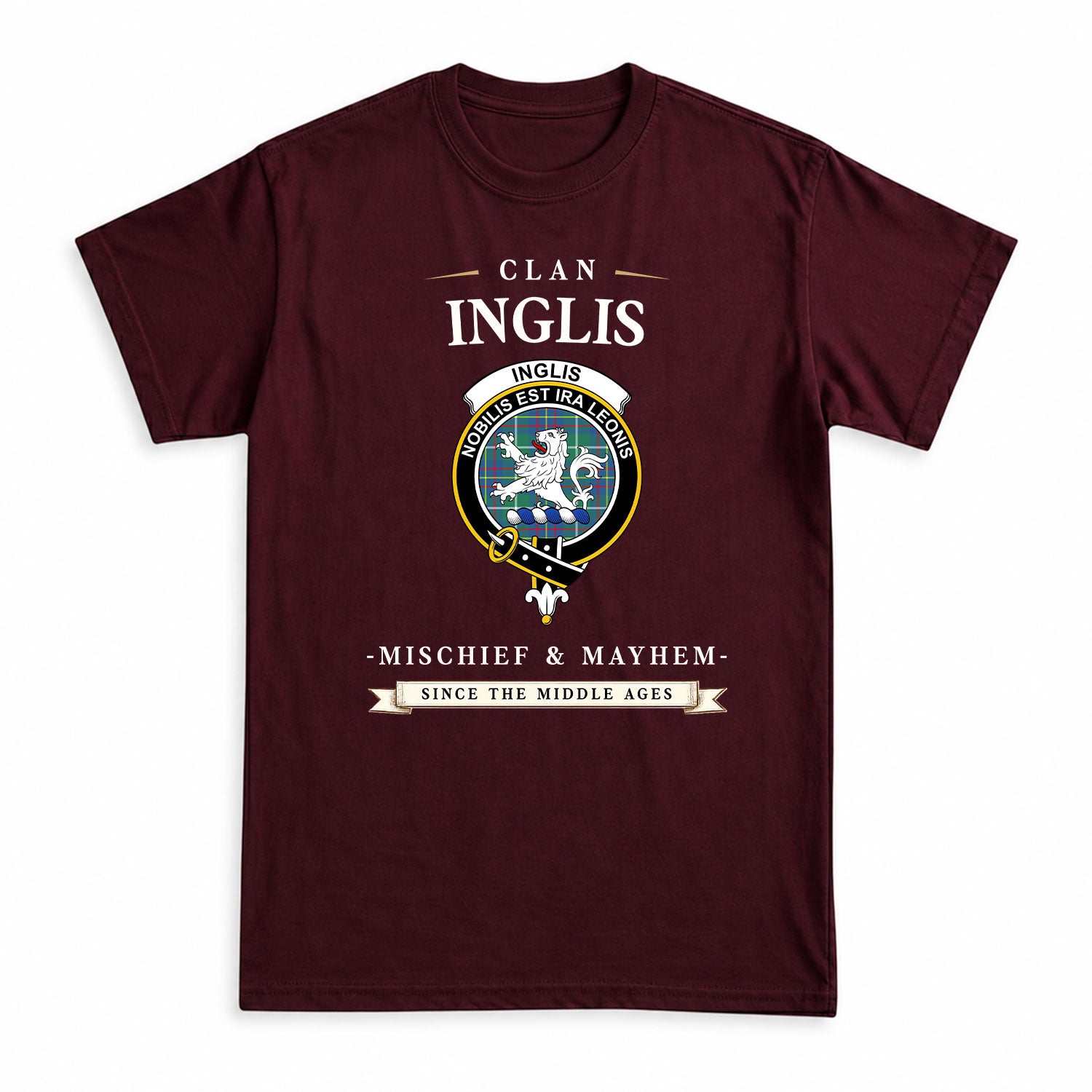 Inglis Ancient Tartan Crest Mischief and Mayhem T-shirt