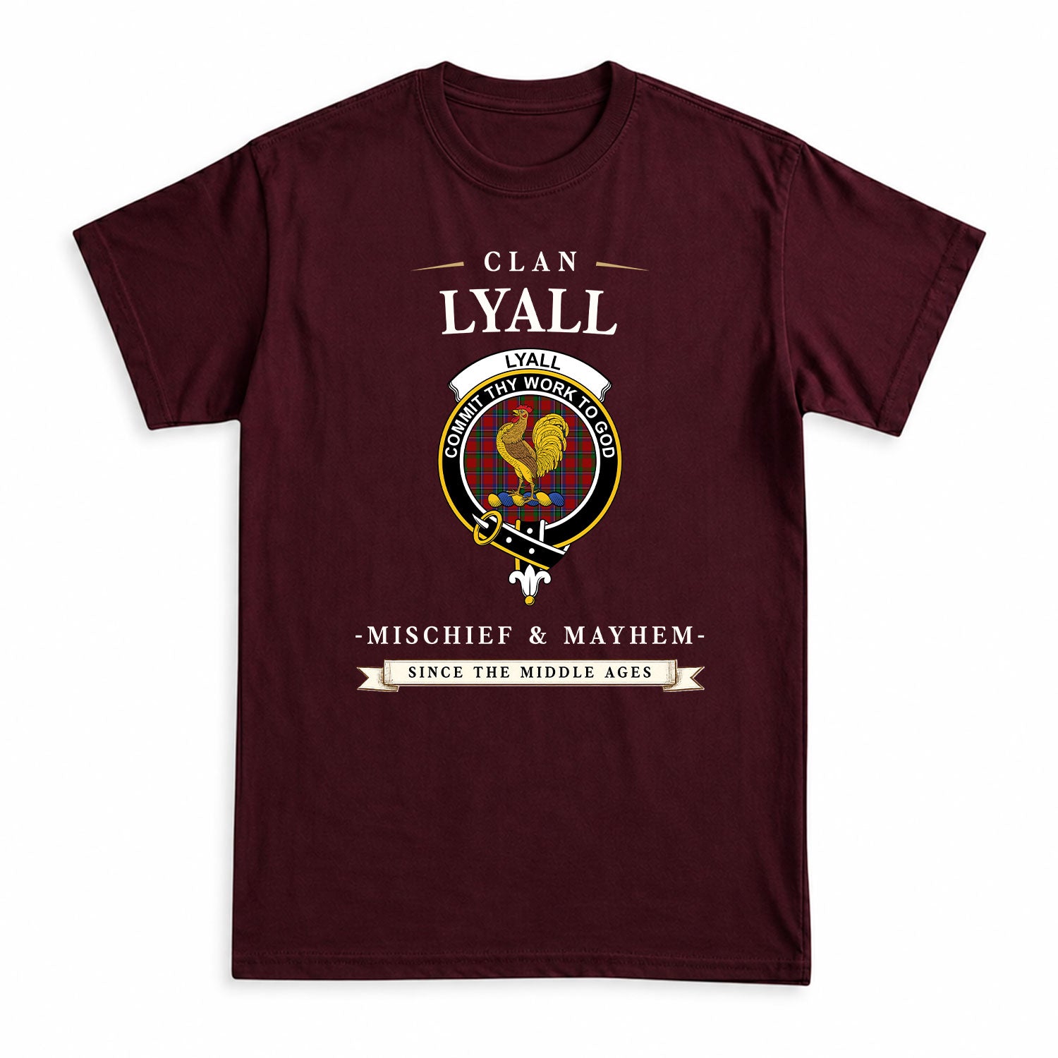 Lyall Tartan Crest Mischief and Mayhem T-shirt