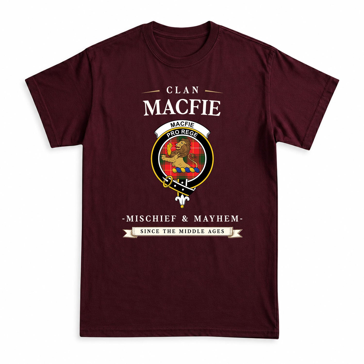 MacFie Tartan Crest Mischief and Mayhem T-shirt