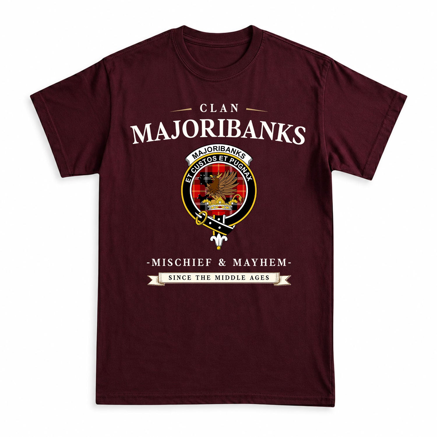Majoribanks Tartan Crest Mischief and Mayhem T-shirt