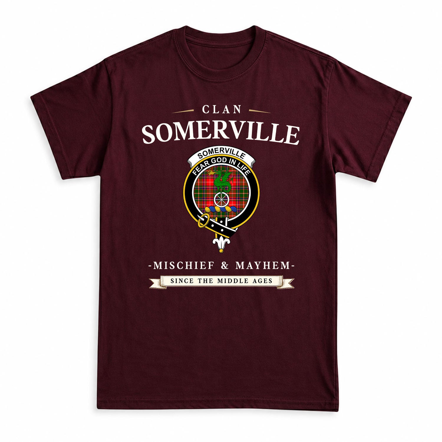 Somerville Tartan Crest Mischief and Mayhem T-shirt