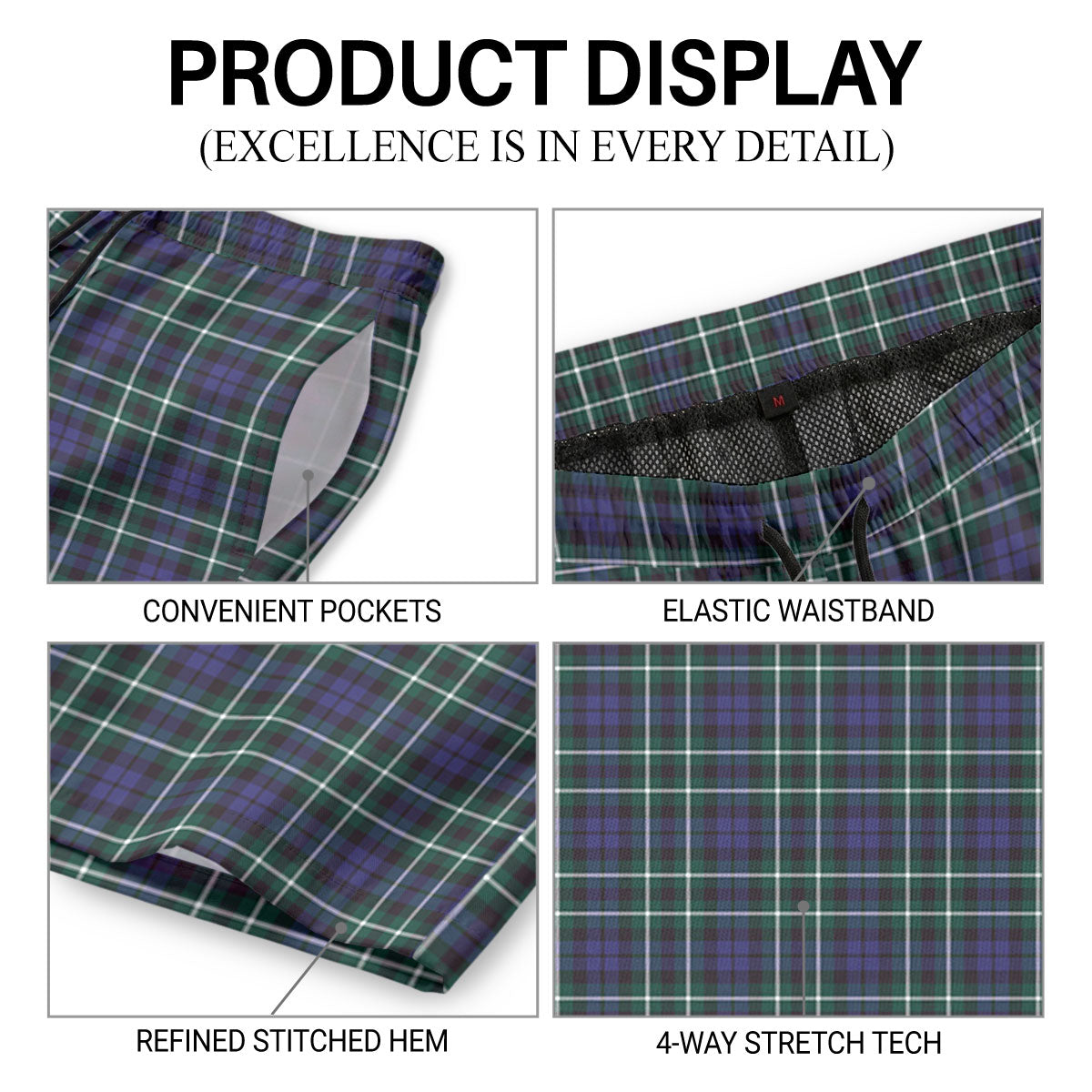 Allardice Tartan Crest Men's Beach Shorts