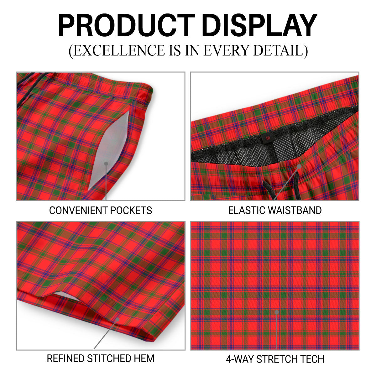 Bain Tartan Crest Men's Beach Shorts