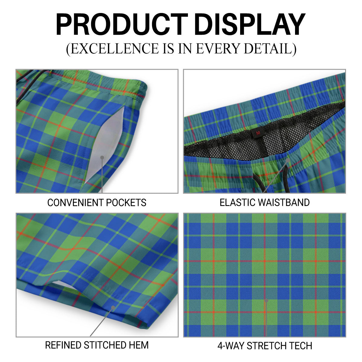 Barclay Hunting Ancient Tartan Crest Men's Beach Shorts