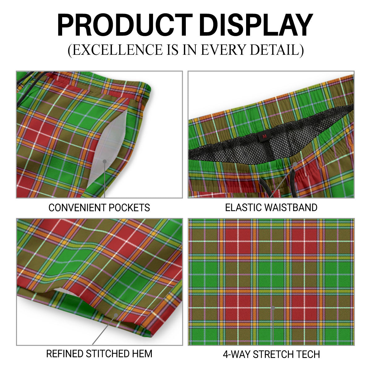 Baxter Modern Tartan Crest Men's Beach Shorts