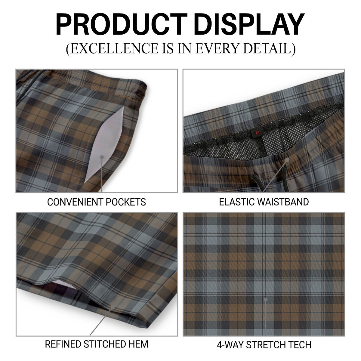 Black Watch Weathered Tartan Crest Men's Beach Shorts