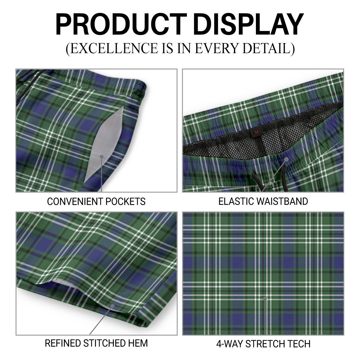 Blyth Tartan Crest Men's Beach Shorts