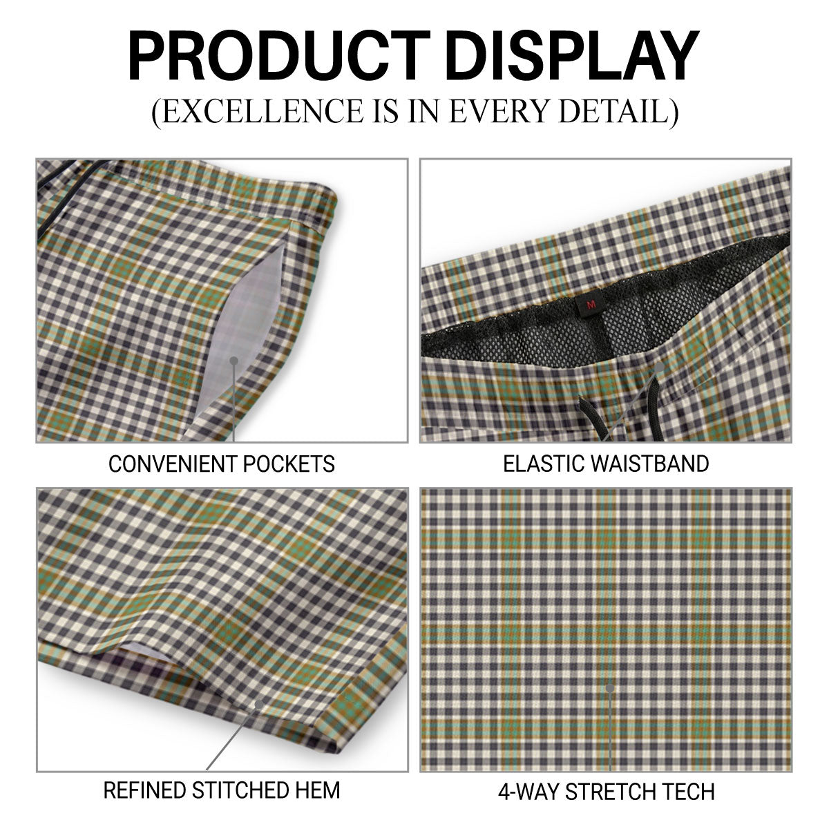 Burns Check Tartan Crest Men's Beach Shorts
