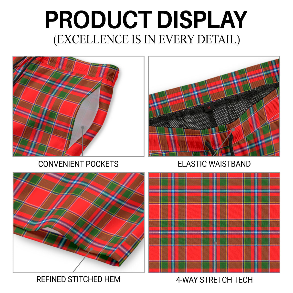Butter Tartan Crest Men's Beach Shorts