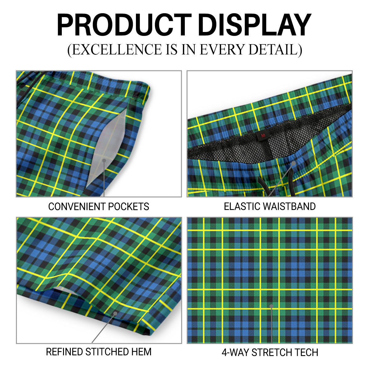 Campbell of Breadalbane Ancient Tartan Crest Men's Beach Shorts
