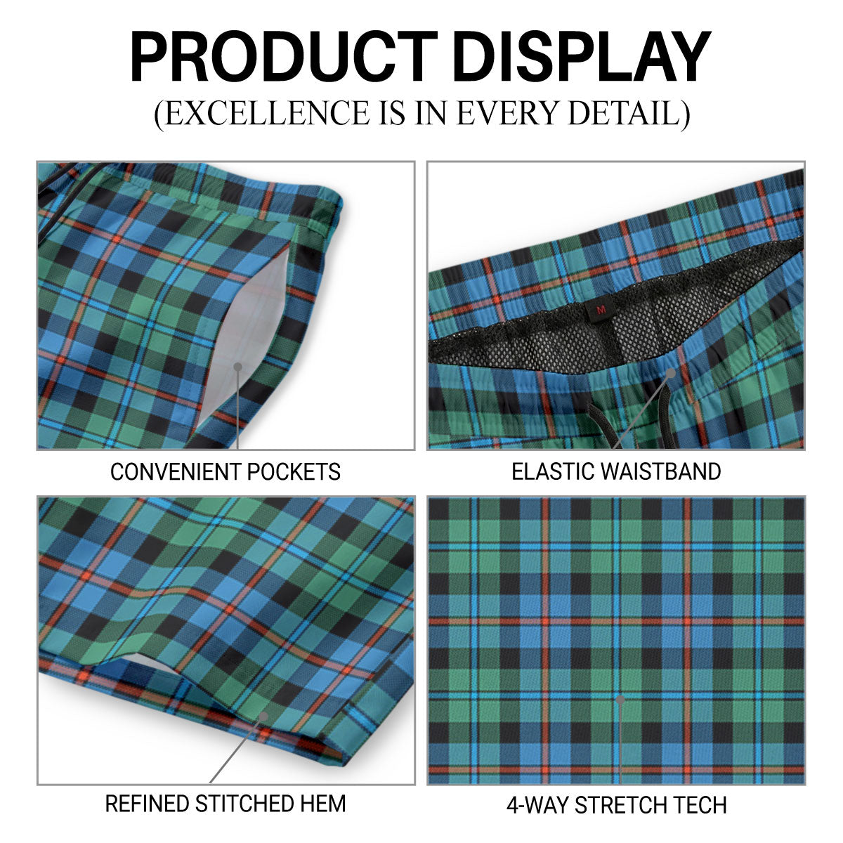 Campbell of Cawdor Ancient Tartan Crest Men's Beach Shorts