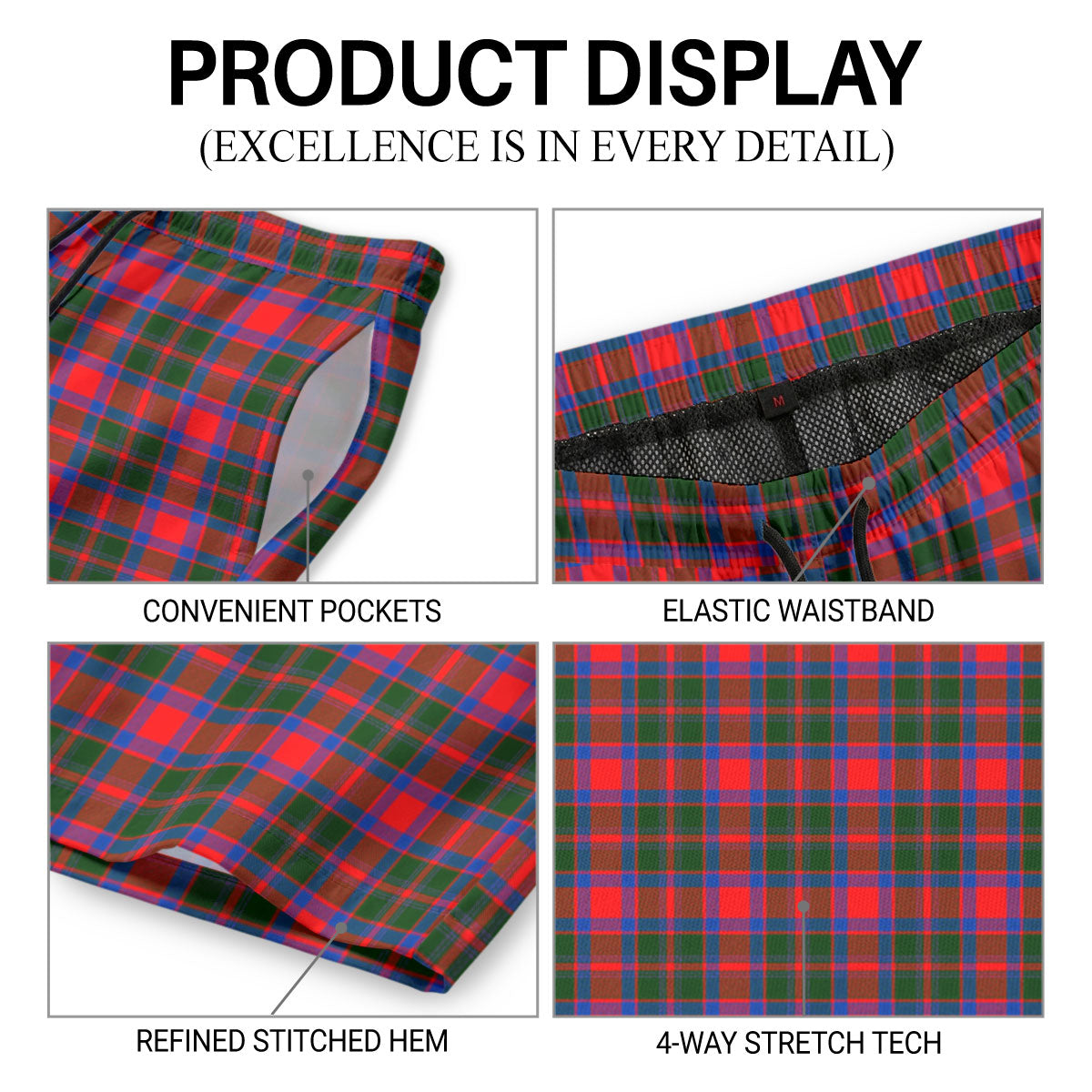 Carrick District Tartan Crest Men's Beach Shorts