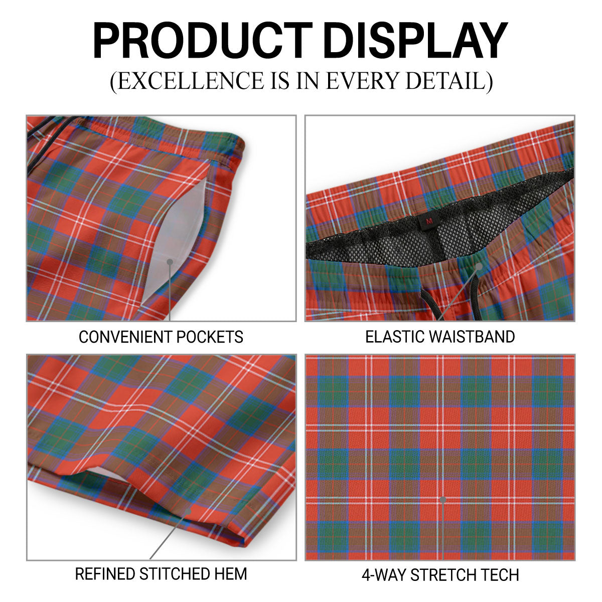 Chisholm Ancient Tartan Crest Men's Beach Shorts