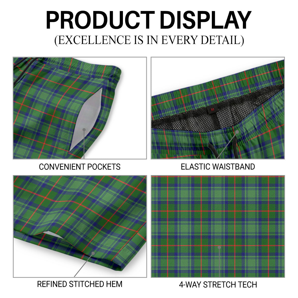 Cranstoun Tartan Crest Men's Beach Shorts
