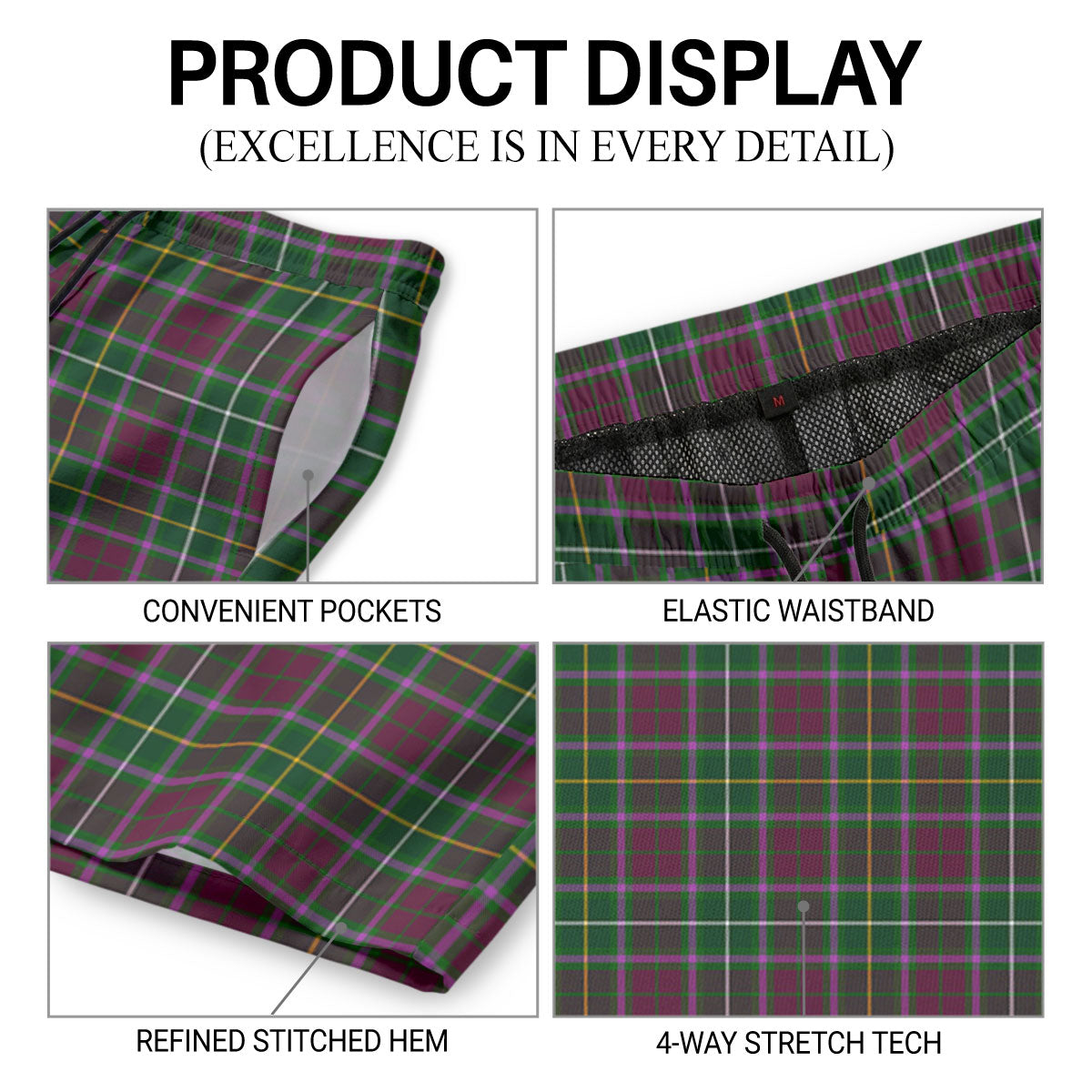 Crosbie Tartan Crest Men's Beach Shorts