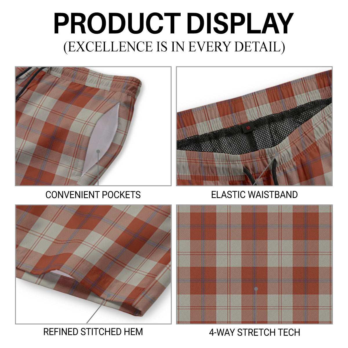 Davidson Dress Dancers Tartan Crest Men's Beach Shorts