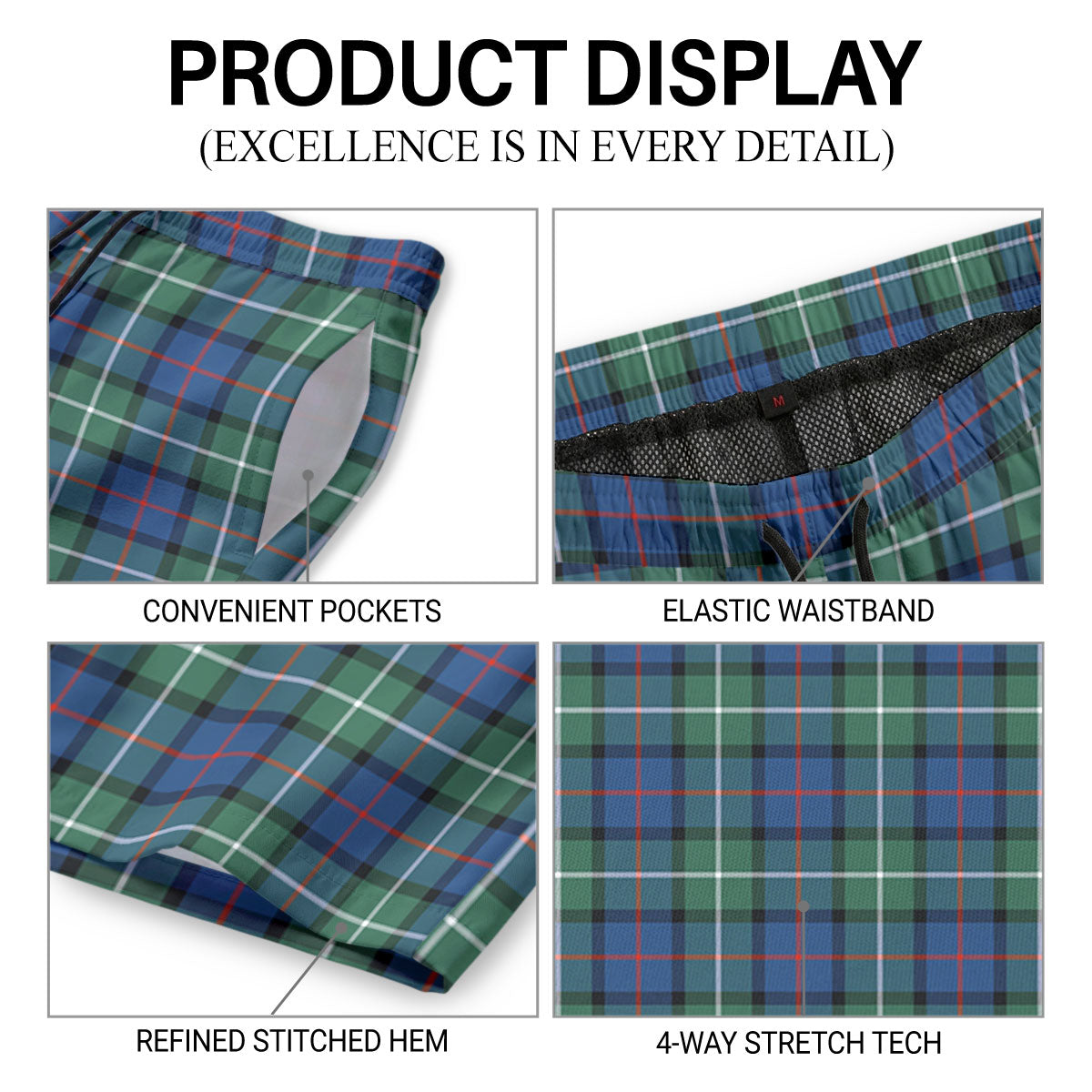 Davidson of Tulloch Tartan Crest Men's Beach Shorts