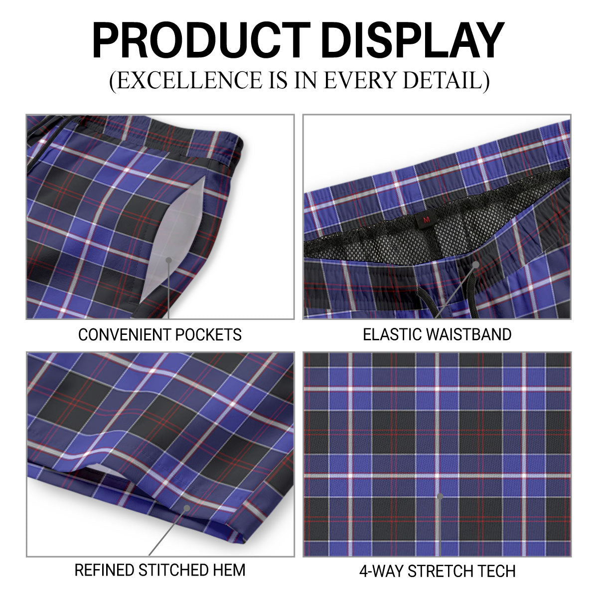 Dunlop Modern Tartan Crest Men's Beach Shorts