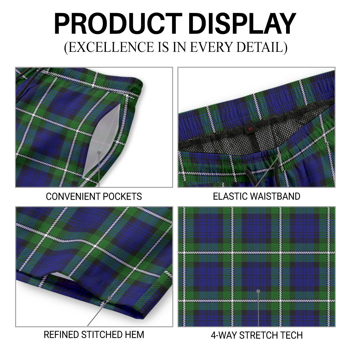 Forbes Modern Tartan Crest Men's Beach Shorts