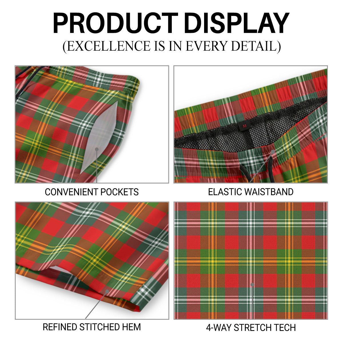 Forrester Tartan Crest Men's Beach Shorts