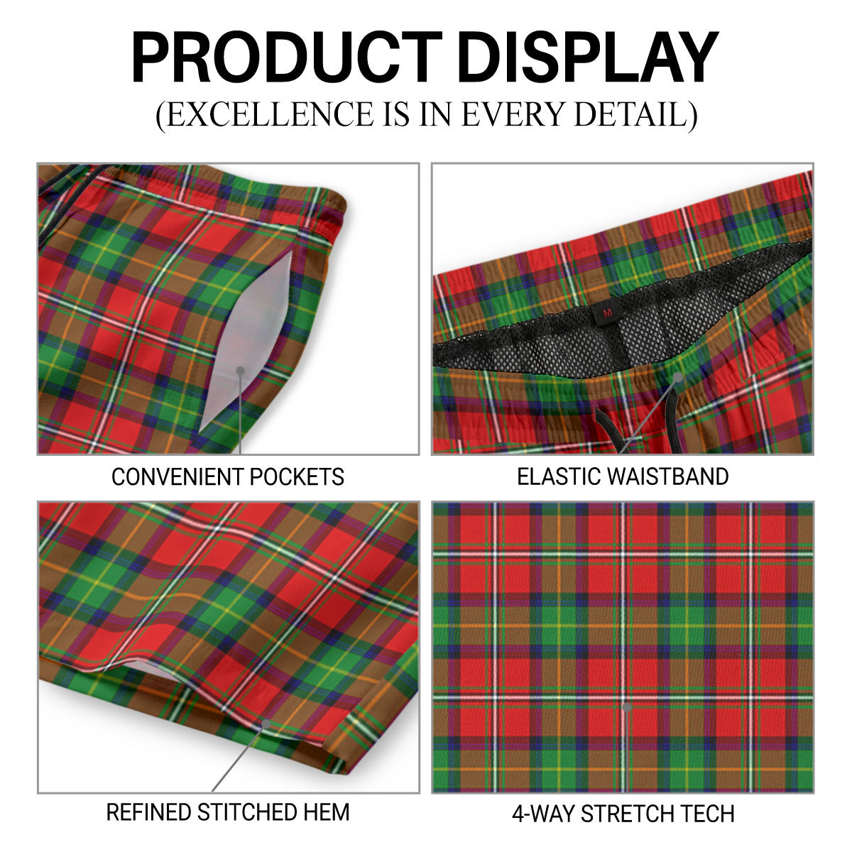 Fullarton Tartan Crest Men's Beach Shorts