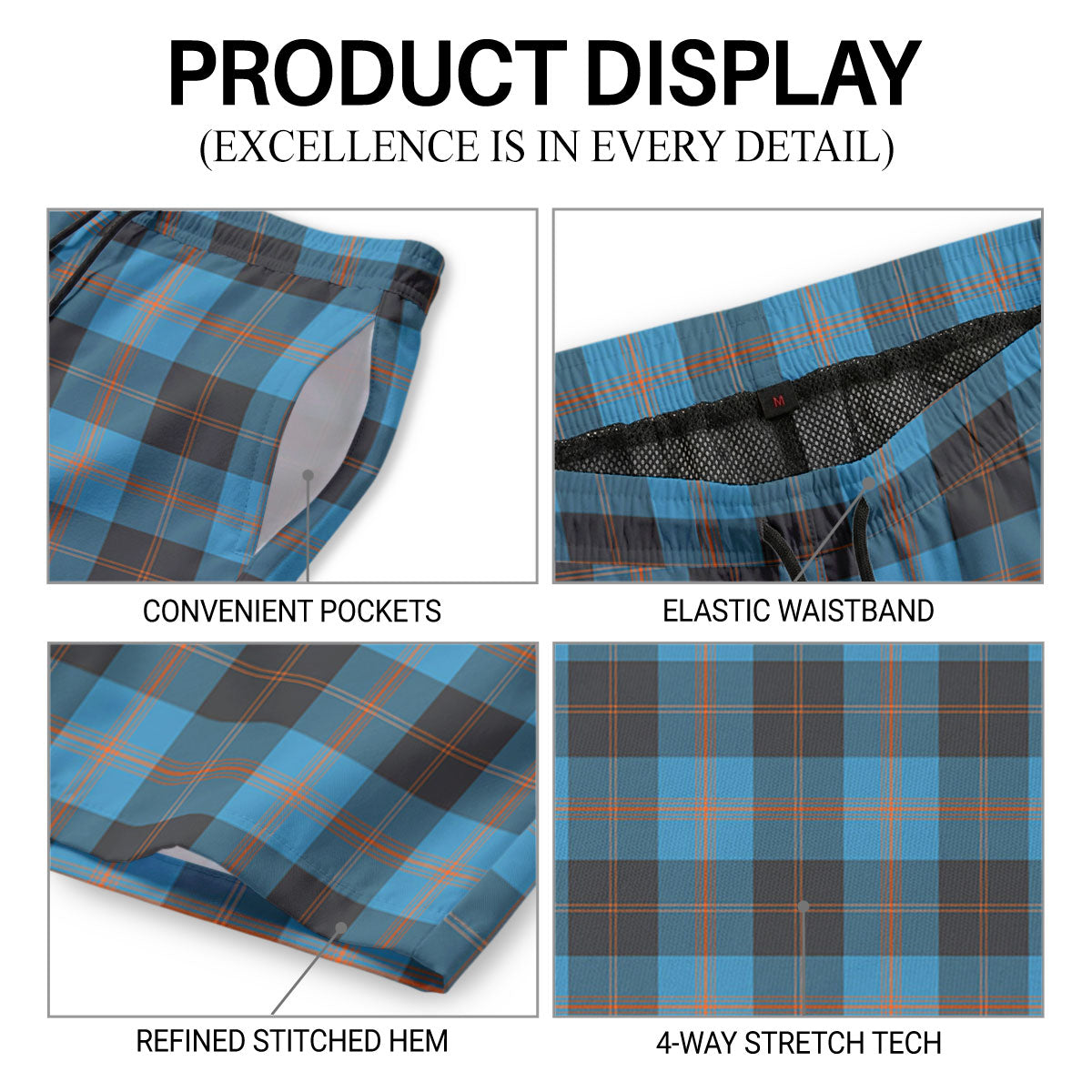 Garden Tartan Crest Men's Beach Shorts