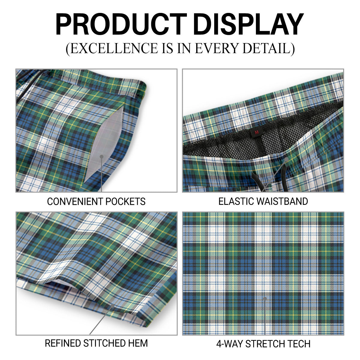 Gordon Dress Ancient Tartan Crest Men's Beach Shorts