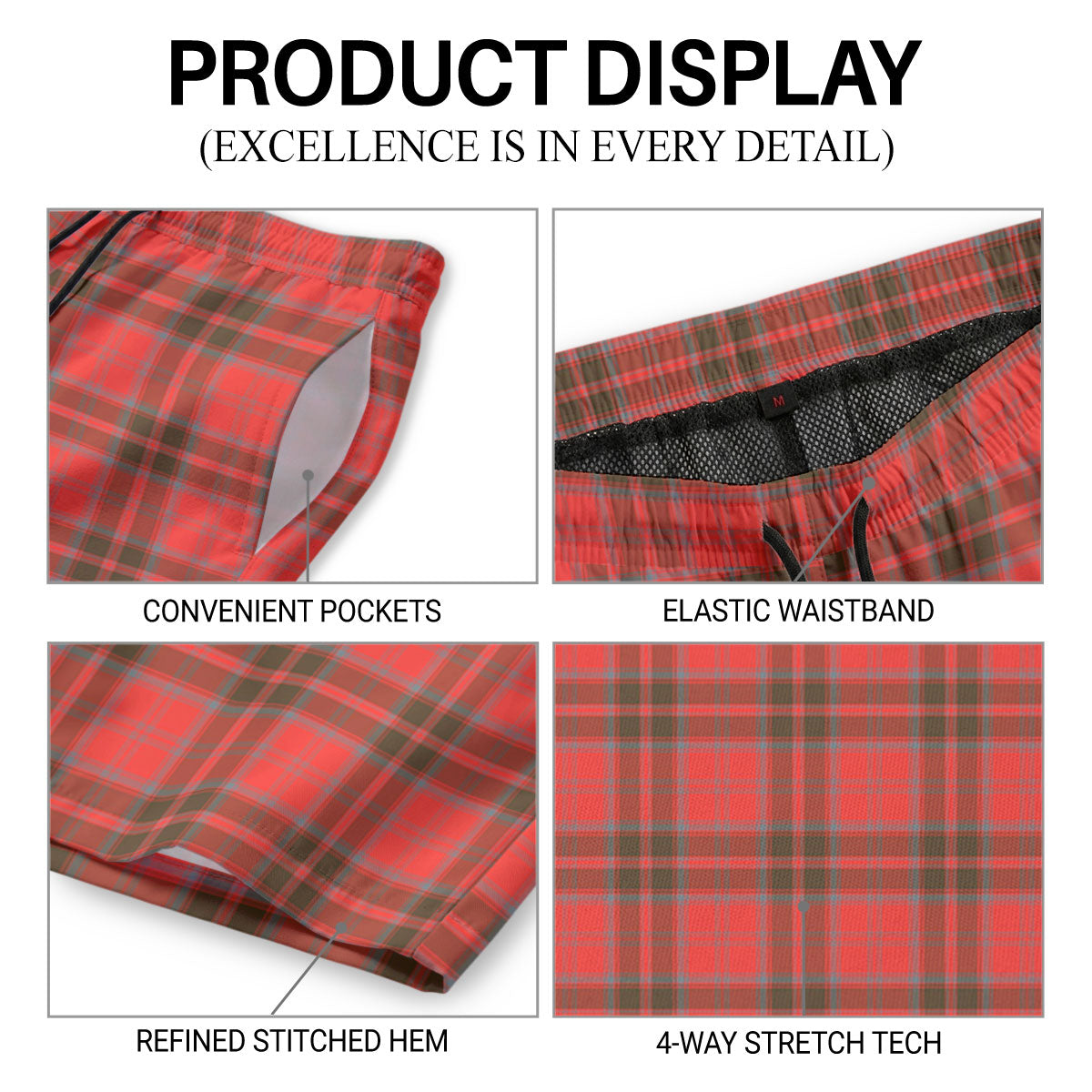 Grant Weathered  Tartan Crest Men's Beach Shorts