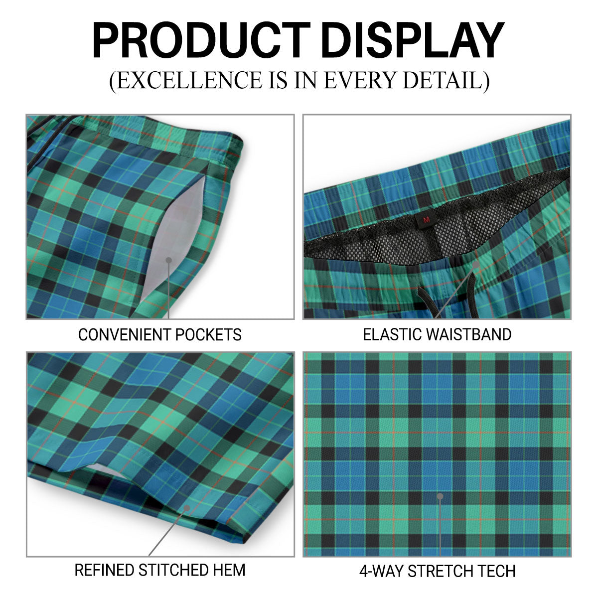 Gunn Ancient Tartan Crest Men's Beach Shorts