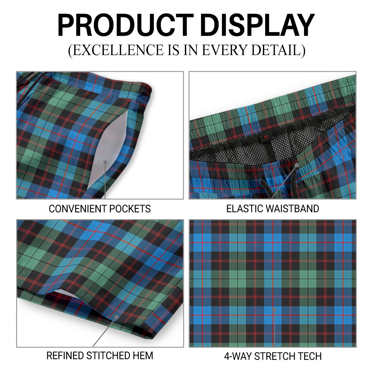 Guthrie Ancient Tartan Crest Men's Beach Shorts