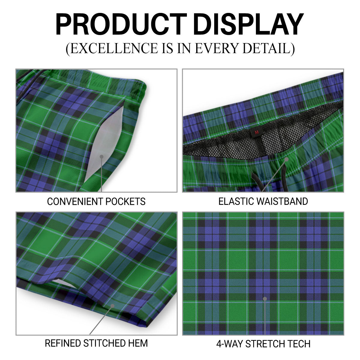 Haldane Tartan Crest Men's Beach Shorts