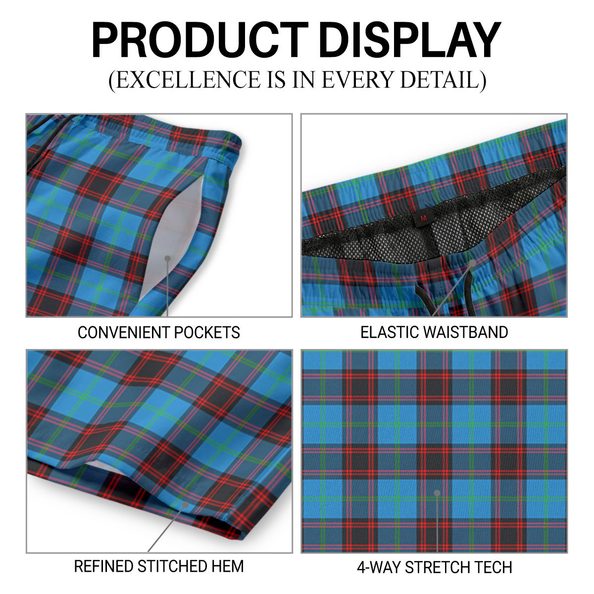 Home Ancient Tartan Crest Men's Beach Shorts