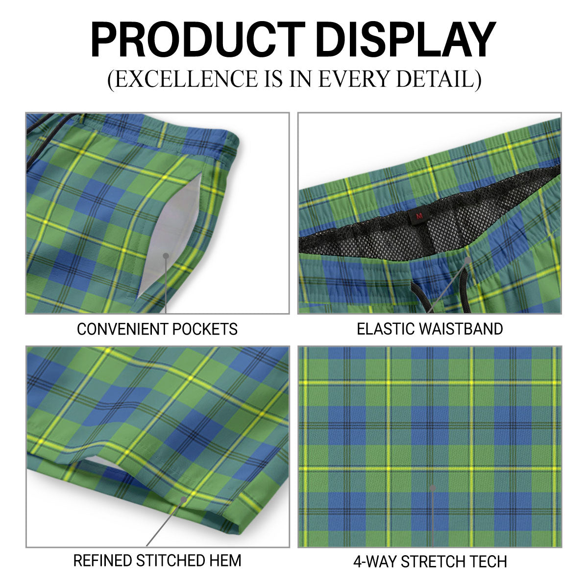 Johnson Ancient Tartan Crest Men's Beach Shorts