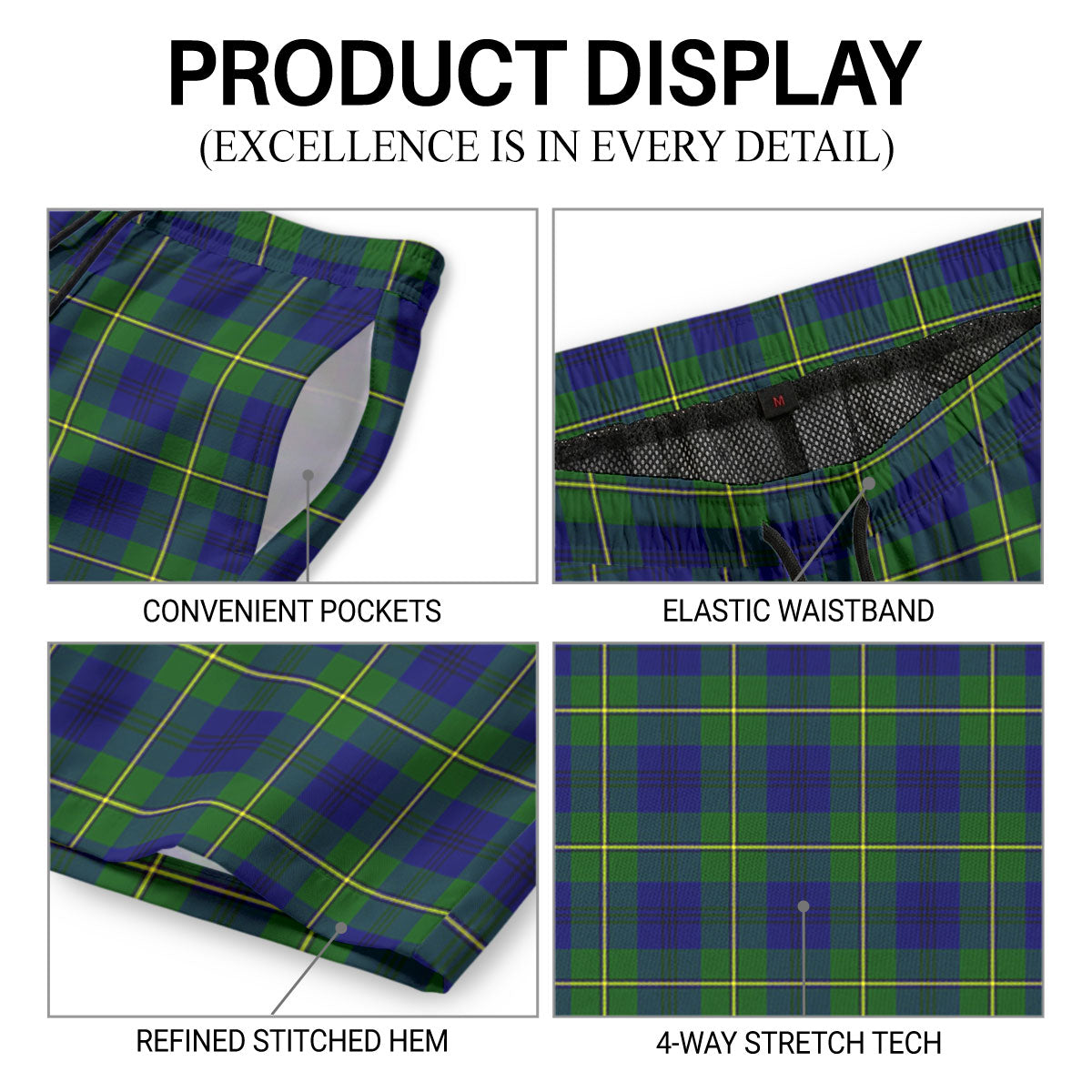 Johnson Modern Tartan Crest Men's Beach Shorts