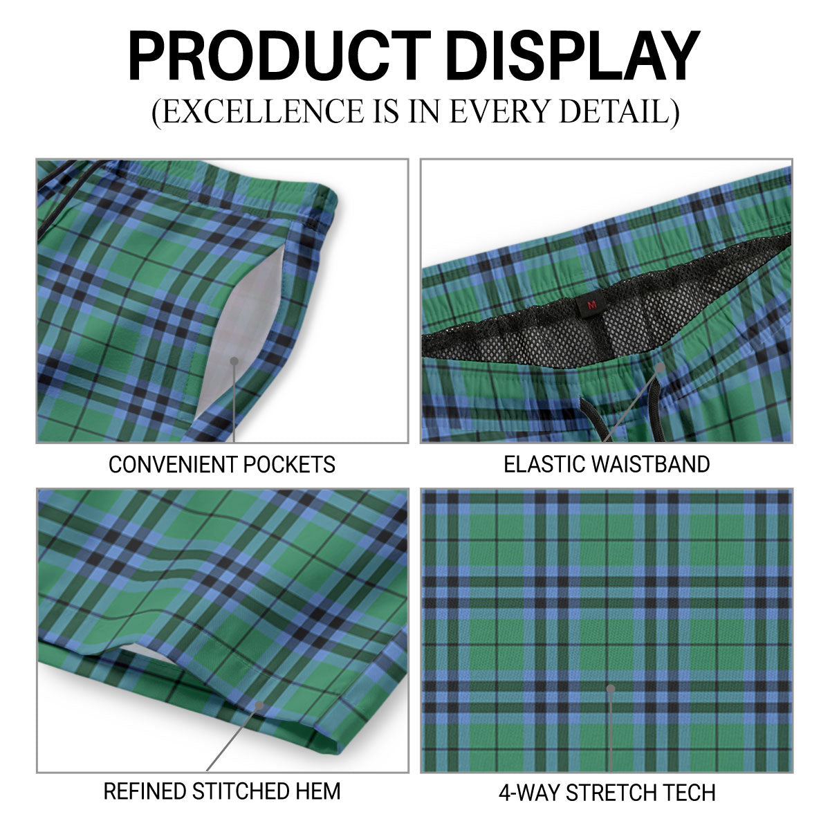 Keith Ancient Tartan Crest Men's Beach Shorts