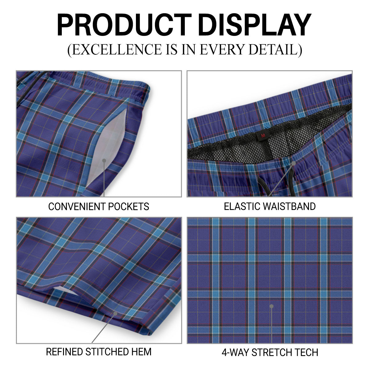Kirkcaldy Tartan Crest Men's Beach Shorts
