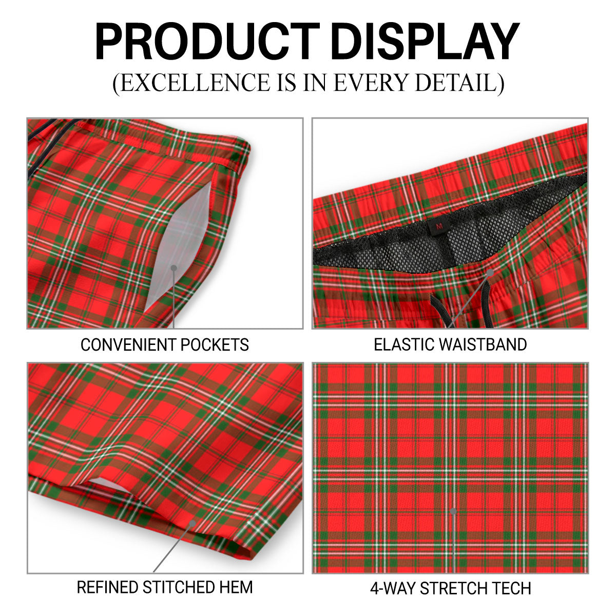 Langlands Tartan Crest Men's Beach Shorts