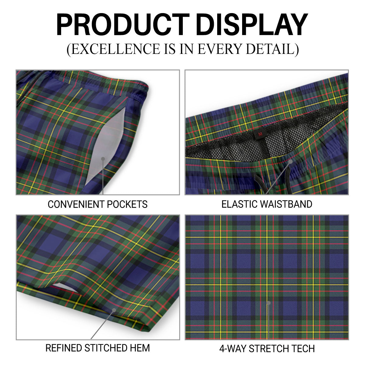 Laws Tartan Crest Men's Beach Shorts