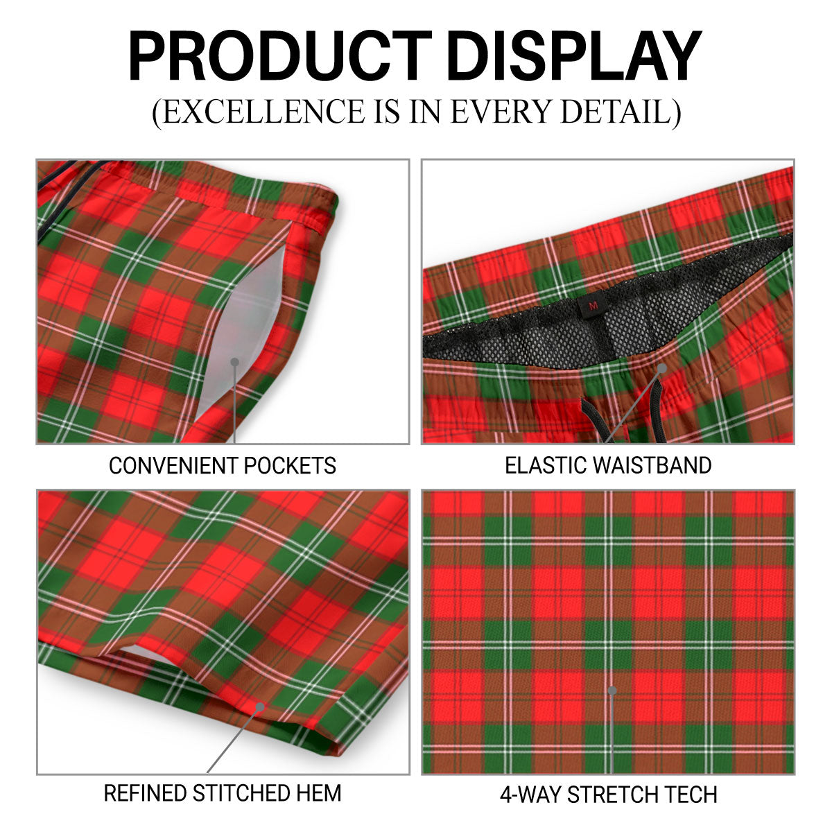 Lennox Tartan Crest Men's Beach Shorts