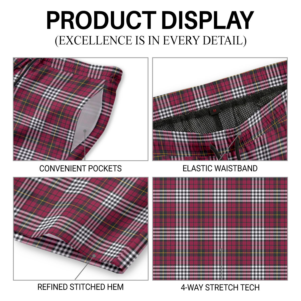 Little Tartan Crest Men's Beach Shorts