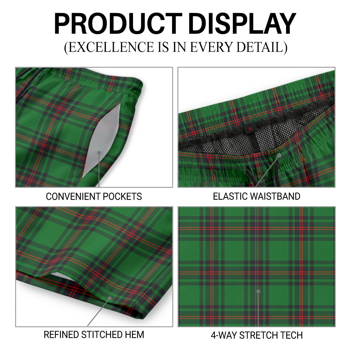 Logie Tartan Crest Men's Beach Shorts