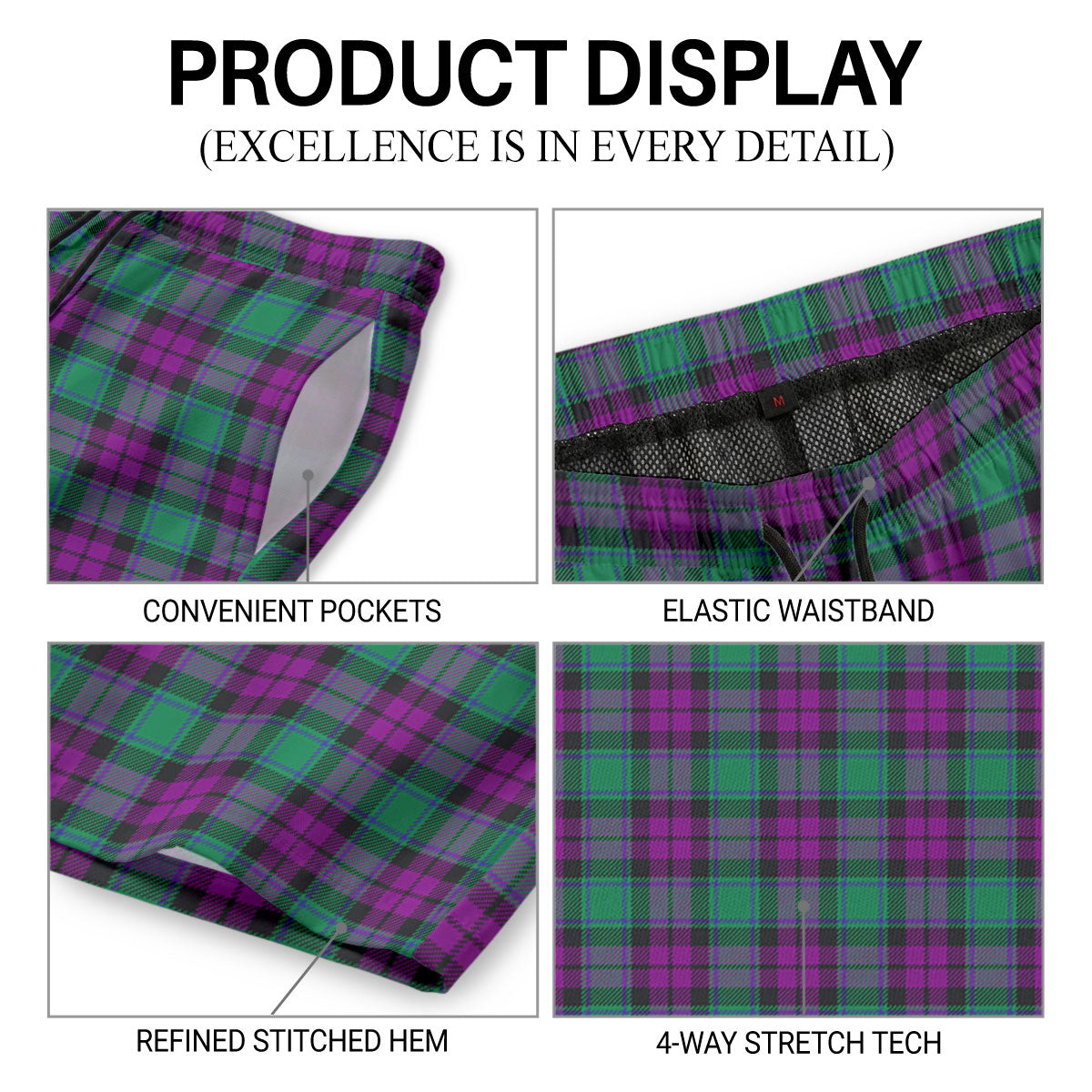 MacArthur - Milton Tartan Crest Men's Beach Shorts