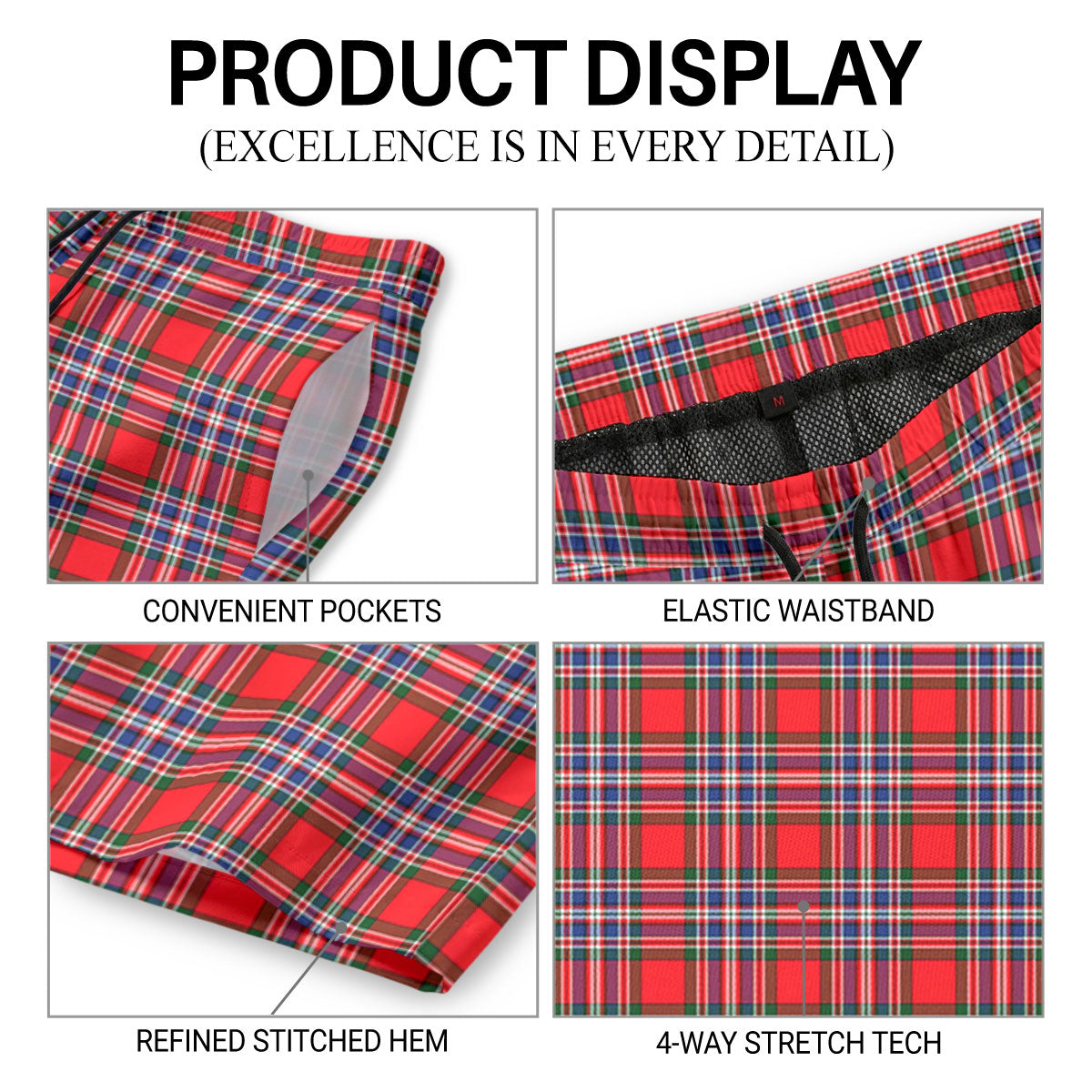 MacFarlane Modern Tartan Crest Men's Beach Shorts