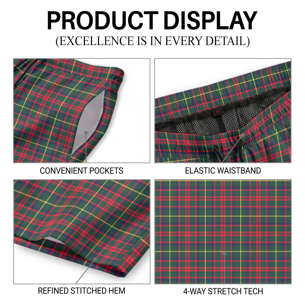 MacIntosh Hunting Modern Tartan Crest Men's Beach Shorts