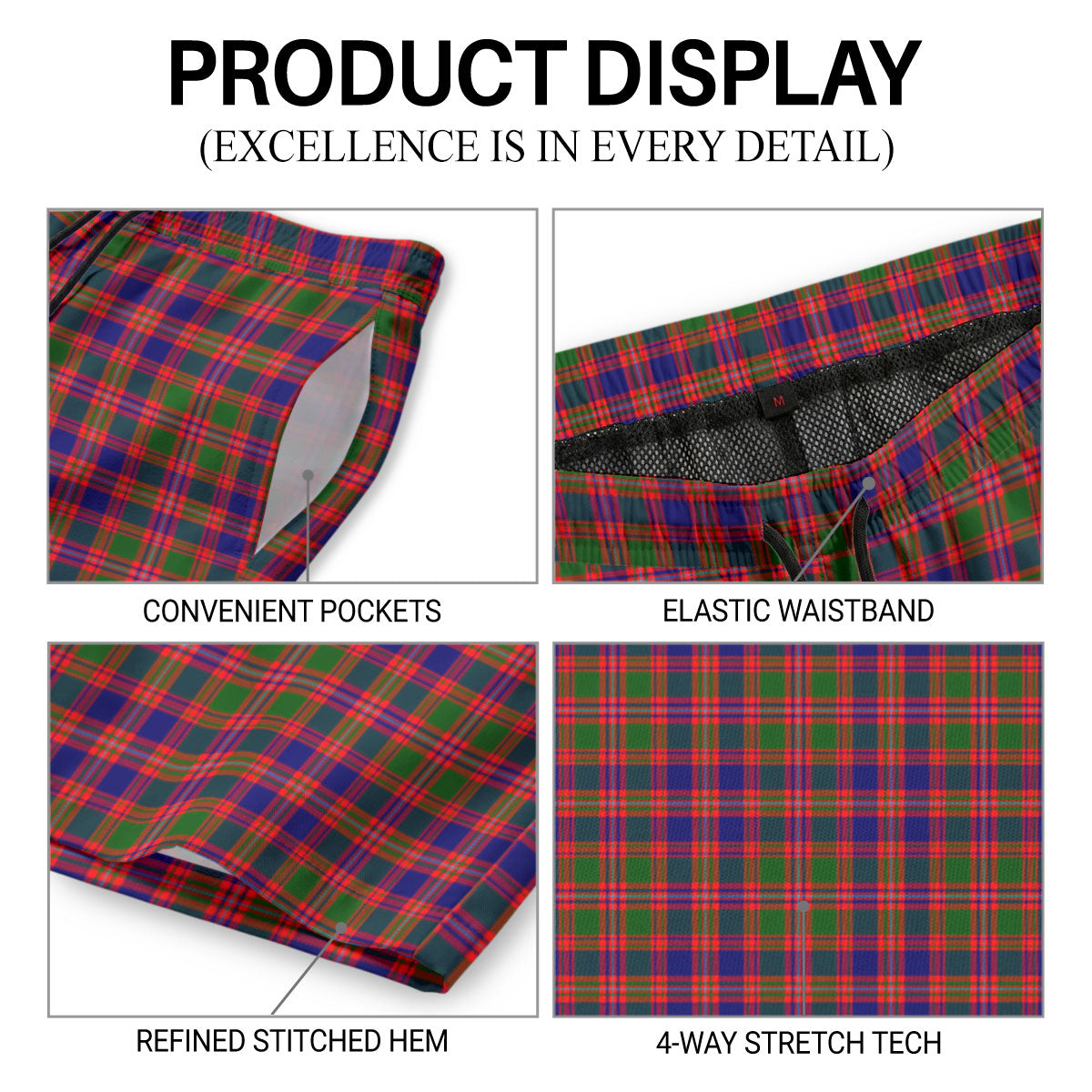 MacIntyre Modern Tartan Crest Men's Beach Shorts