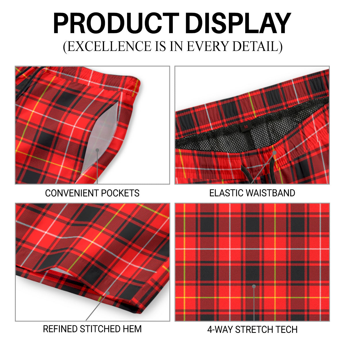 MacIver Modern Tartan Crest Men's Beach Shorts